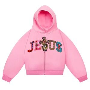 Brand New Pink/Black Jesus Graphic Hoodie